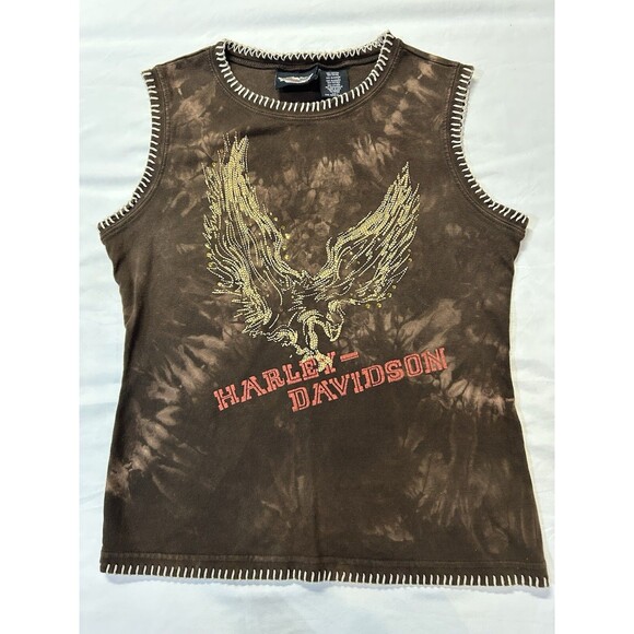 Harley Davidson Women's Rhinestone Tank Top Size Large H3 - Picture 1 of 7